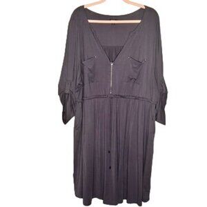 Torrid Size 4 Modal Blend Gray Zip-Front V-Neck Dress With Pockets
